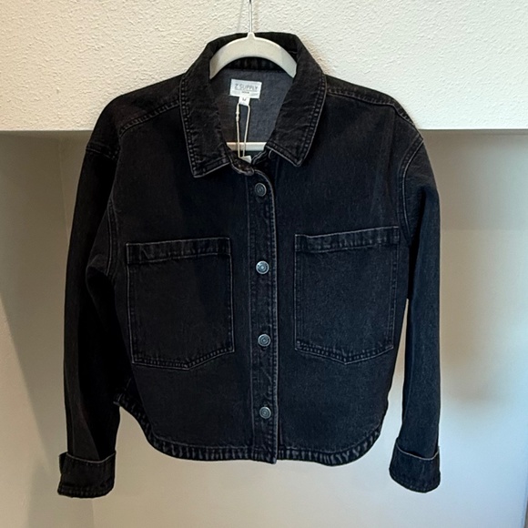 NWT Z Supply Black Cropped Denim Jacket (Size M) - Picture 5 of 8